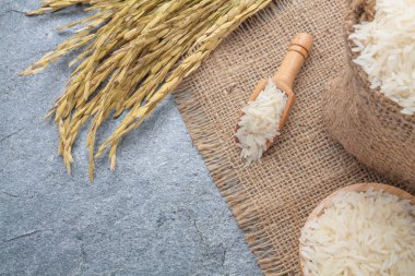 Tayland kokulu Yasemin pirinç bir kase altın spike