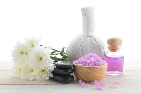 Spa salt stones and flower for beauty — Stock Photo, Image