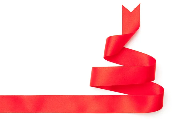 Red ribbon border isolated on white — Stock Photo, Image