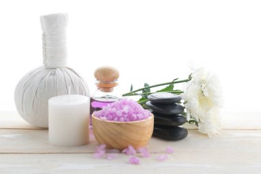 Spa tuz taş ve çiçek güzellik için 