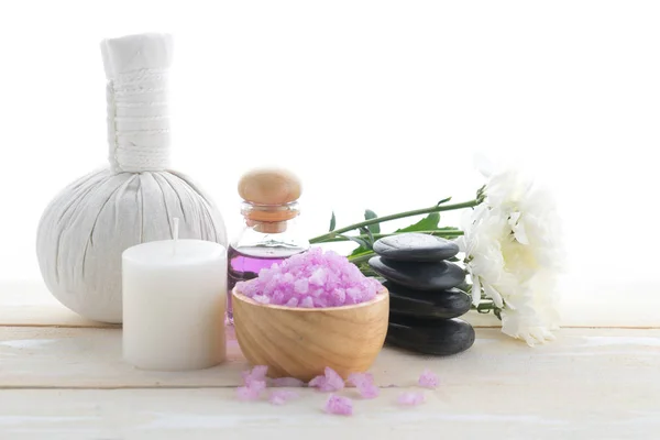 Spa salt stones and flower for beauty — Stock Photo, Image