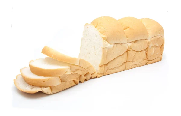 흰 배경에 분리 된 얇게 썬 빵 — 스톡 사진