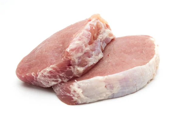 Chuleta de cerdo fresca aislada en blanco — Foto de Stock