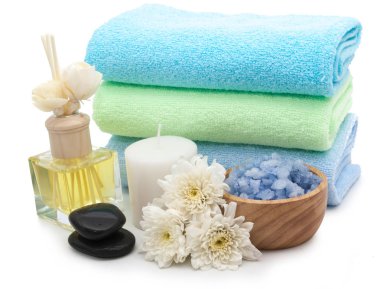 Spa zen bazalt taş ve plumeria beyaz