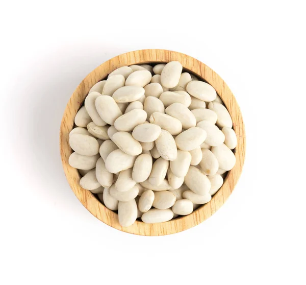 Bílé fazole na pohár izolovaný pohled shora — Stock fotografie