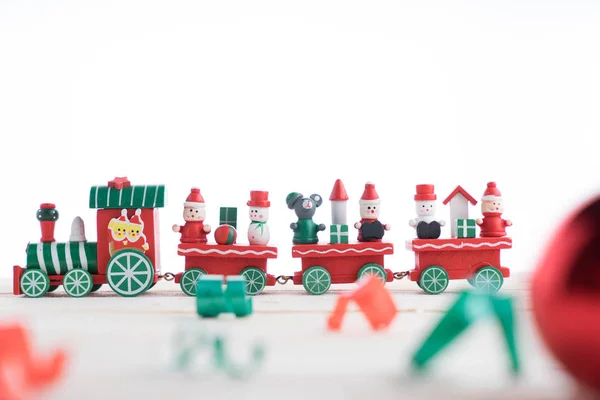 Speelgoed trein op houten voor Kerstmis — Stockfoto