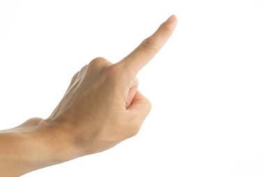 ekran üzerinde beyaz izole dokunmadan el