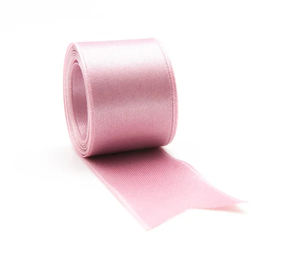 Fita rosa arco em isolado no branco — Fotografia de Stock