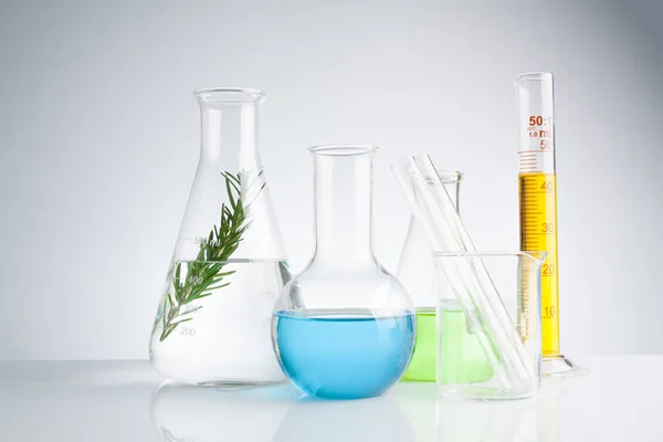 Pflanzliche Medizin natürliche organische und wissenschaftliche Gläser — Stockfoto