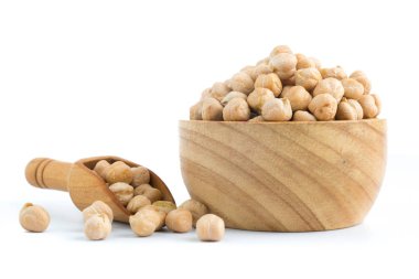 ahşap Kupası beyaz izole nohut