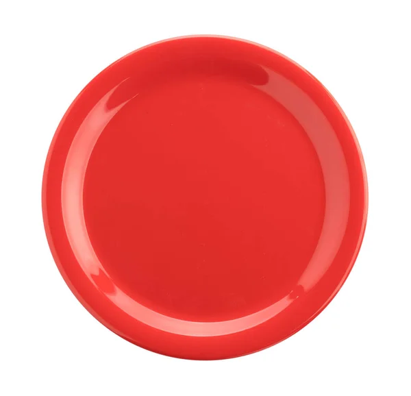Placa vermelha vazia isolada em um branco — Fotografia de Stock