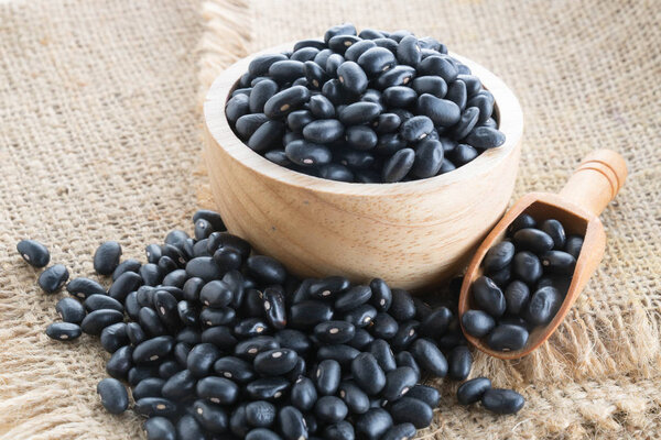 black-beans in wood cup