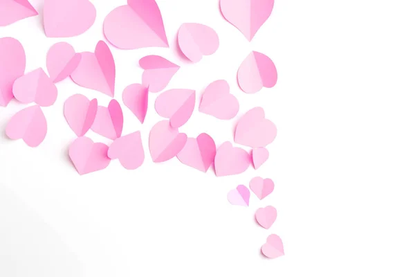 Pink paper hearts isolated on white — Stock Photo, Image
