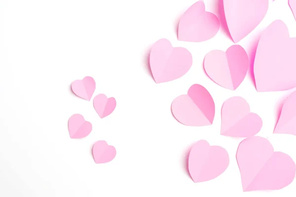 Pink paper hearts isolated on white — Stock Photo, Image