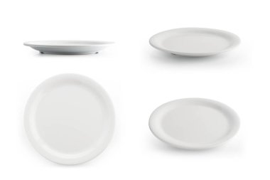 Boş beyaz tabak beyaz izole 