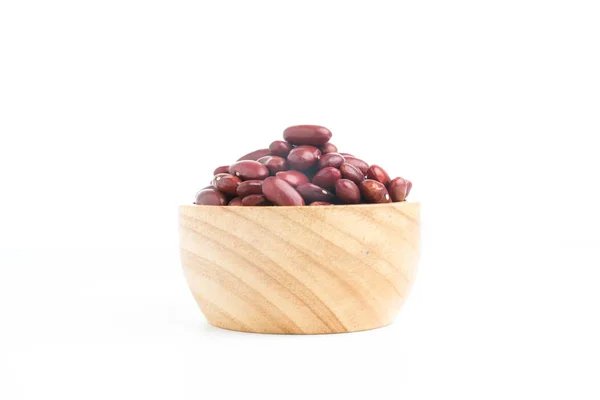 Red bean on wood  cup isolated  top view — Stock Photo, Image