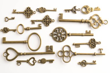 izole eski anahtar taşı koleksiyonu