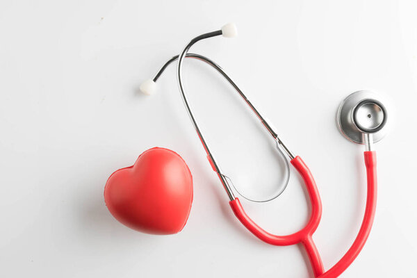 red heart and a stethoscope isolated