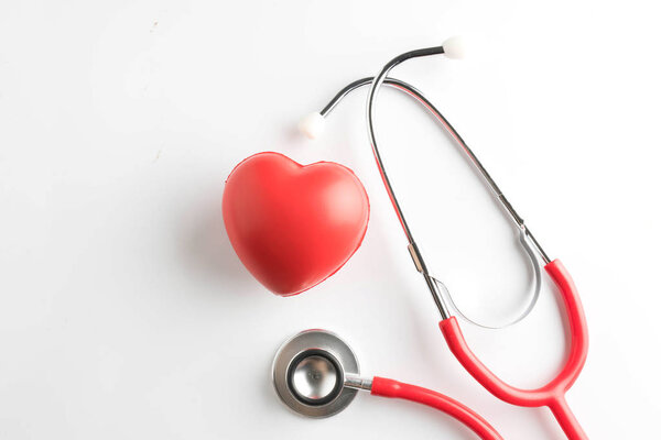 red heart and a stethoscope isolated