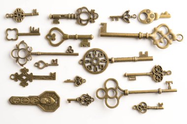 izole eski anahtar taşı koleksiyonu