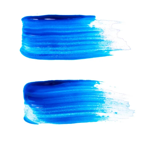 Aquarela azul texturizado traços isolados — Fotografia de Stock