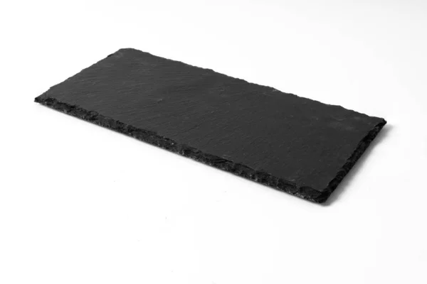 Placa de piedra negra aislada en blanco —  Fotos de Stock