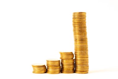 altın sikke üzerinde beyaz izole