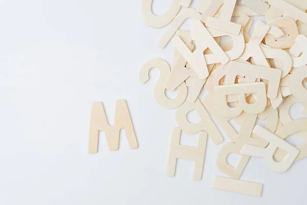 ABC english wood letters on white