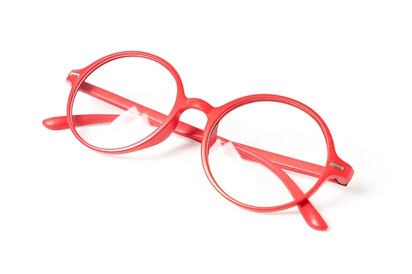孤立的白色衬底上的红色时尚眼镜 — 图库照片