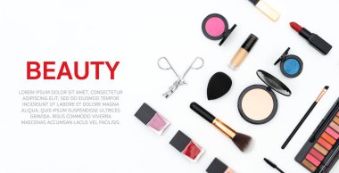 set decorative cosmetics on isolated
