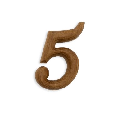 wood number five on white on white