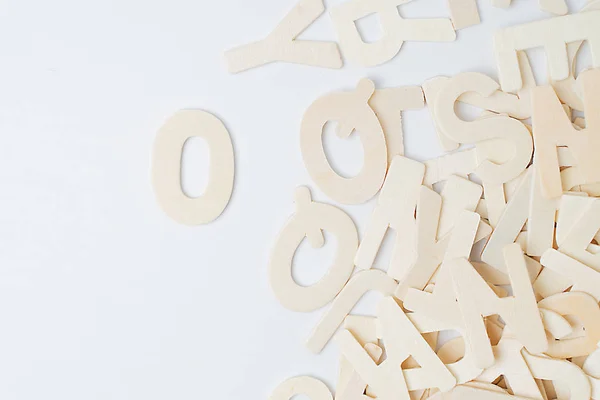 ABC english wood letters on white