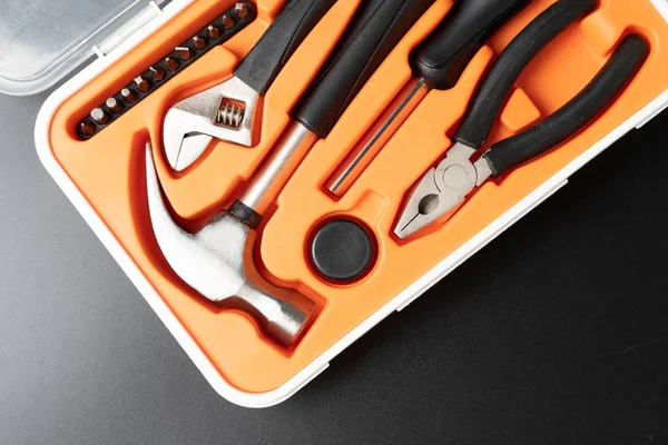 Tool box case tools on whi — Stock Photo, Image