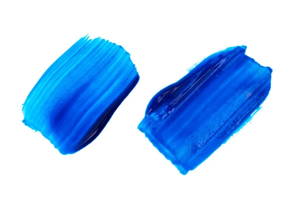 Aquarela azul texturizado traços isolados — Fotografia de Stock