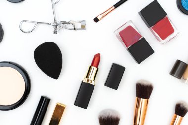 set decorative cosmetics on isolated