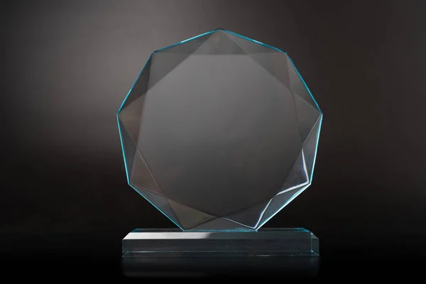 Crystal Blank Award Isolated Black Background — Stock Photo, Image