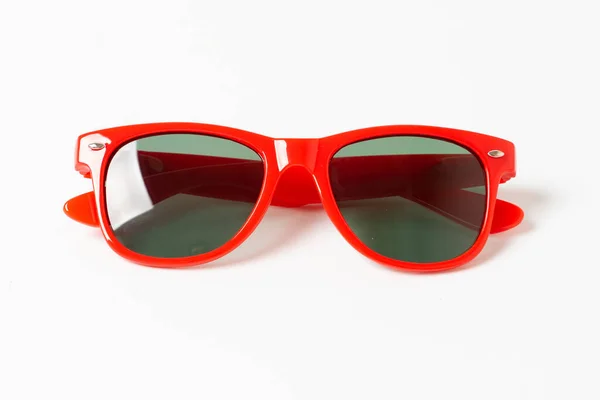 Red Plastic Sunglasses Isolated White Background — Stock Photo, Image