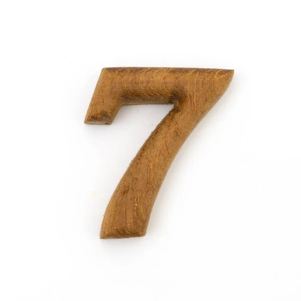 Wood Number Seven White Background — 스톡 사진