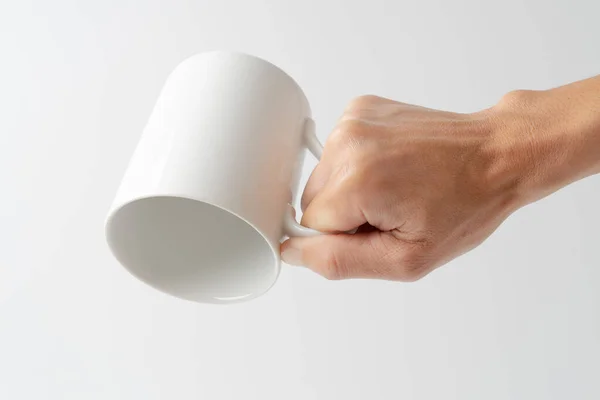 Hand Holding Cup White Background — Stock Photo, Image