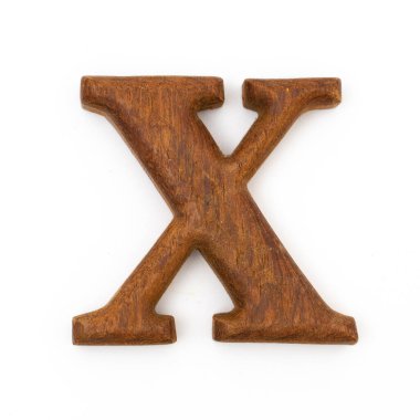 Tahta harfler Beyaz arkaplanda X İngiliz alfabesi