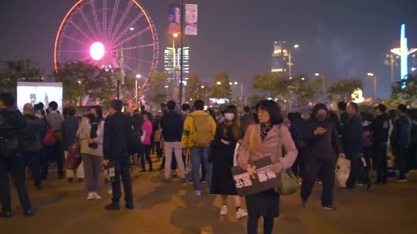 Big Crowd του Χονγκ Κονγκ Πολίτες διαμαρτύρονται κατά της κινεζικής έκδοσης νόμου 4k — Αρχείο Βίντεο