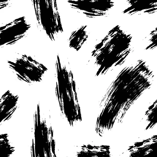 Szczotka uderza bezproblemowo. Tło w stylu Grunge 'a. Czarny tusz rozmazuje elementy geometryczne. Ilustracja wektora w minimalnym modnym stylu izolowane na białym. Projektowanie opakowań, tkanin. — Wektor stockowy