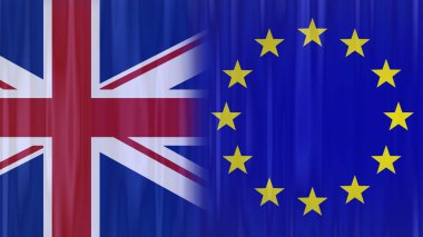 İngiltere ve Avrupa Birliği bayrakları sallayarak. İngiltere'de Fl