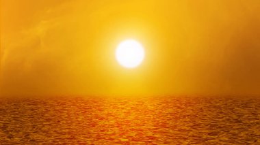 Turuncu sıcak sesi deniz, okyanus dalgaları, gökyüzü, ile güneş ışık ray ve c