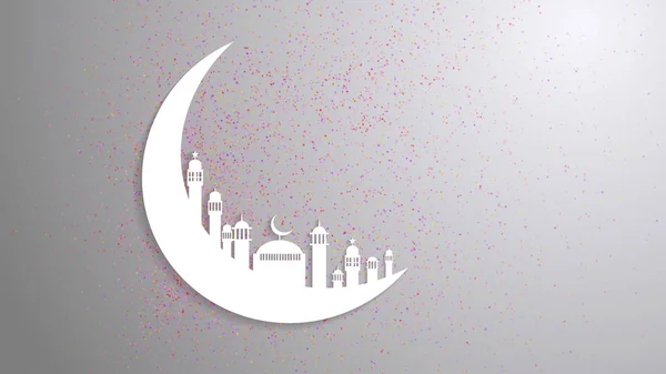 Måne, abstrakt utsikt over moskeen eller Masjid med skygge på månen, pap – stockfoto