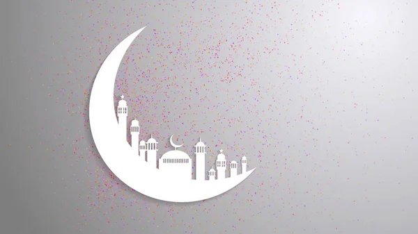 Moon, Abstract view of Mosque or Masjid with shadow on moon, pap — Stock Photo, Image