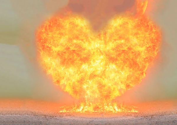 Płonący ogień jasne serca flamy kształt symbolu. — Zdjęcie stockowe
