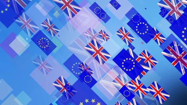 Flaggen des Vereinigten Königreichs und der Europäischen Union. uk Flagge und — Stockfoto