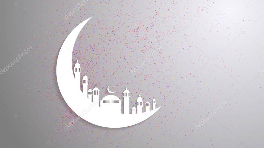 Moon, Abstract view of Mosque or Masjid with shadow on moon, pap