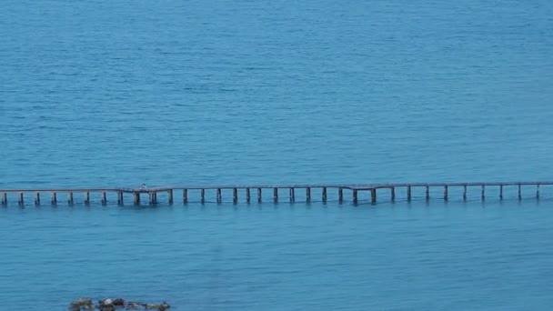 Caméra panoramique, pont sur le chemin du port . — Video